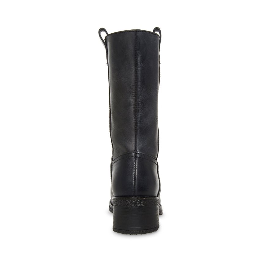 Black Steve Madden Winny Leather Women's High Boots | PH 8691TPE